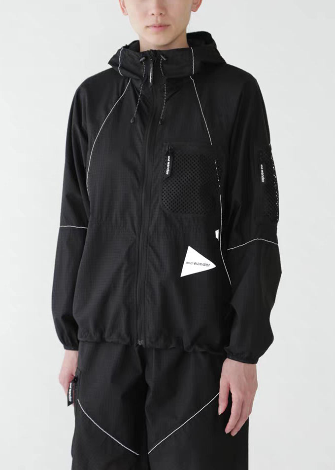 New Green Hooded Zippered Patchwork Men UPF 50+ Coat Summer