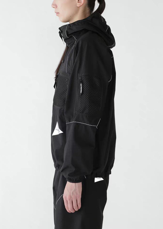 New Green Hooded Zippered Patchwork Men UPF 50+ Coat Summer
