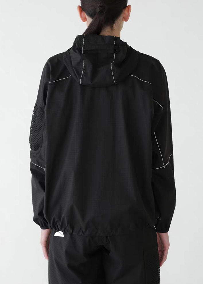 New Green Hooded Zippered Patchwork Men UPF 50+ Coat Summer