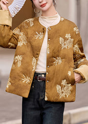 New Green O Neck Embroidered Fine Cotton Filled Jackets Winter