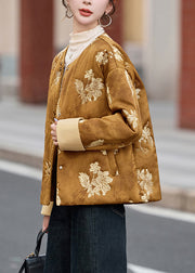 New Green O Neck Embroidered Fine Cotton Filled Jackets Winter