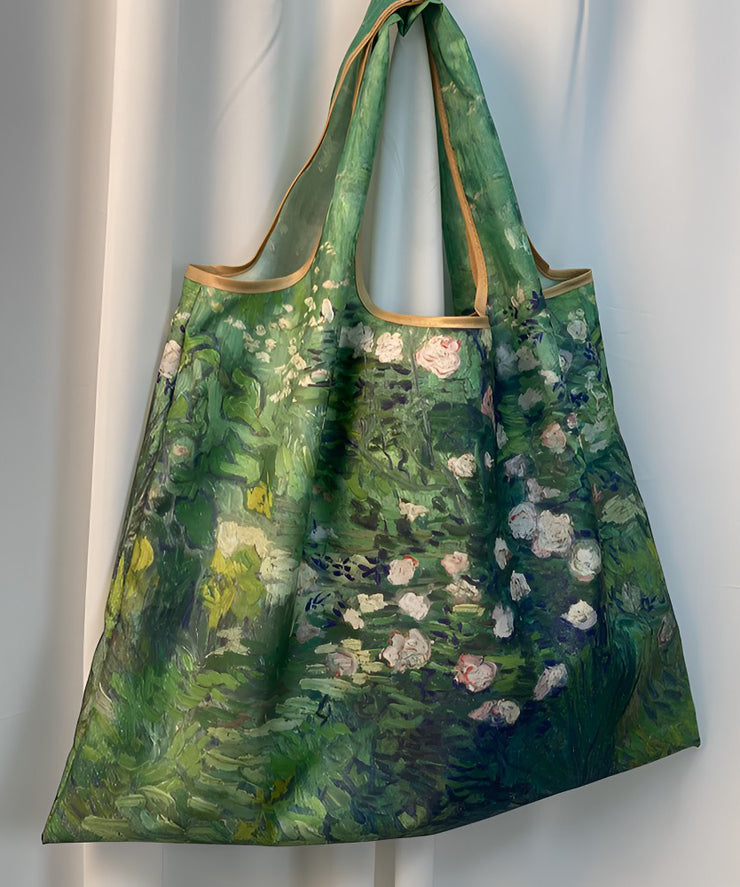 New Green Oil Painting Large Capacity Shoulder Bag
