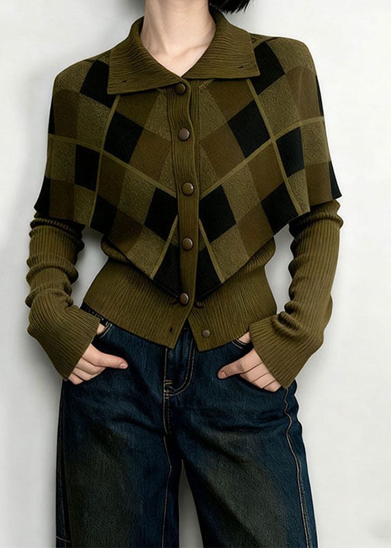 New Green Peter Pan Collar Patchwork False Two Pieces Knit Top Fall