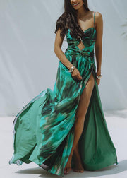 New Green Slash Neck Bodysuit And Maxi Skirts Lingerie Set