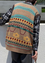 New Green Striped Cozy Men Knit Vest Spring