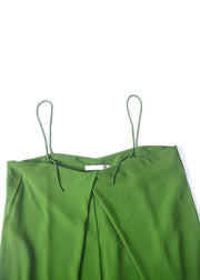 New Green Zippered Pockets Chiffon Spaghetti Strap Jumpsuit Sleeveless