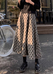 New Grey Dot Elastic Waist Cotton Wide Leg Pants Summer
