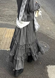 New Grey Lace High Waist Cotton Skirts Spring