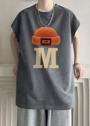 New Grey O Neck Print Cotton Mens T Shirts Summer