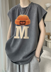 New Grey O Neck Print Cotton Mens T Shirts Summer