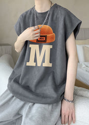 New Grey O Neck Print Cotton Mens T Shirts Summer