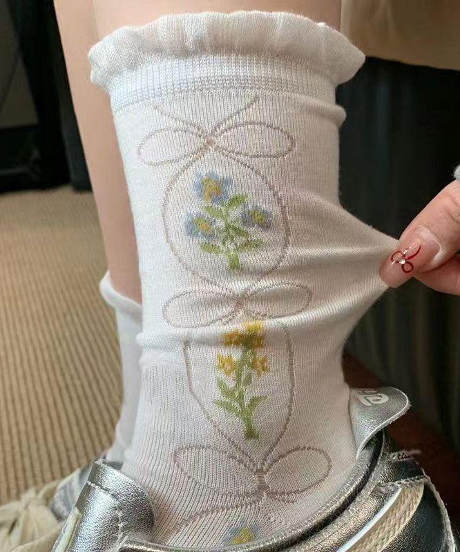 New Jacquard Cotton Mesh Crew Socks Summer