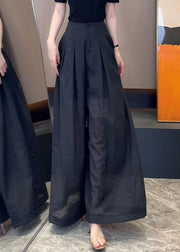 New Khaki Button High Waist Linen Wide Leg Pants Fall