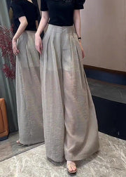 New Khaki Button High Waist Linen Wide Leg Pants Fall