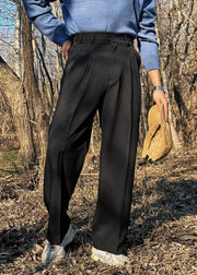 New Khaki Pockets Solid High Waist Spandex Men Pants Summer