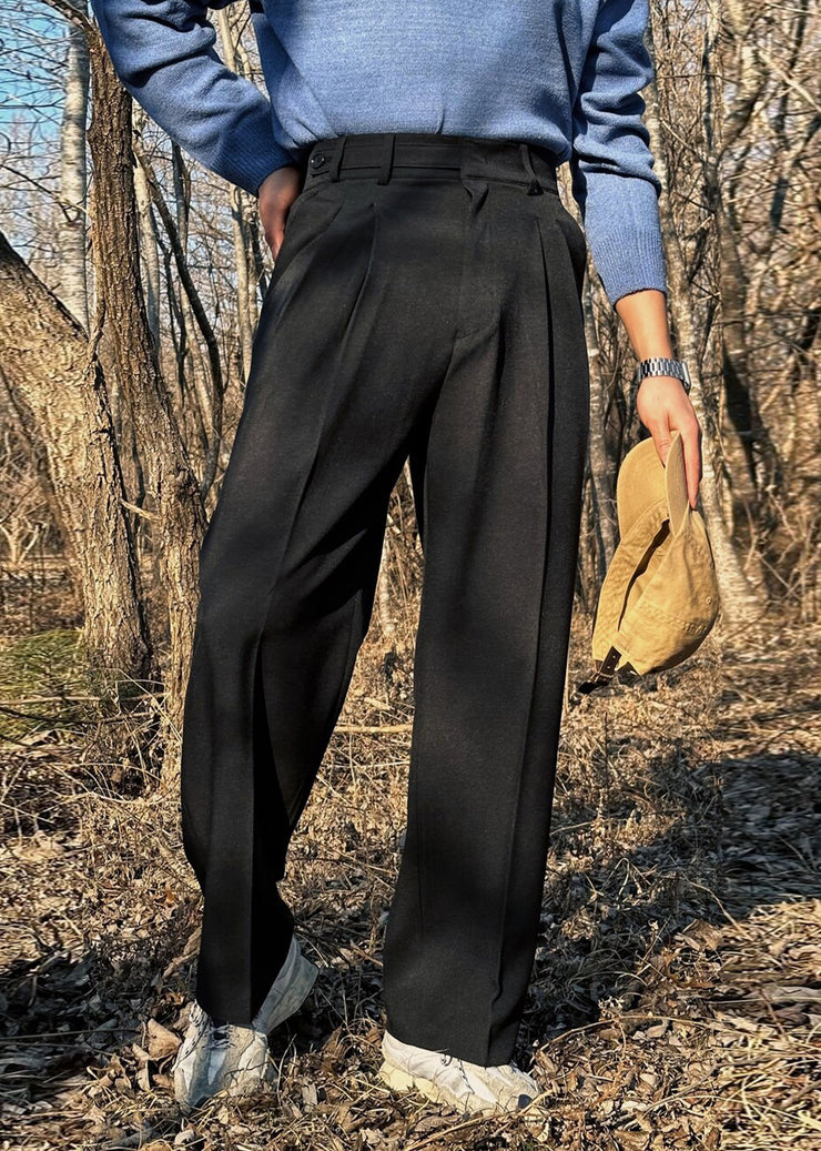 New Khaki Pockets Solid High Waist Spandex Men Pants Summer