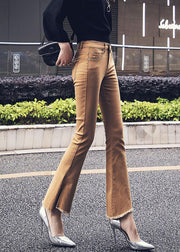 New Khaki Tasseled Slim Fit Denim Flared Trousers Fall