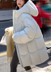 New Light Blue Hooded Zippered Pockets Duck Down Down Coats Winter