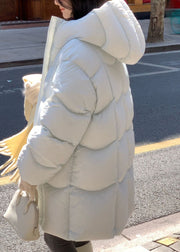 New Light Blue Hooded Zippered Pockets Duck Down Down Coats Winter