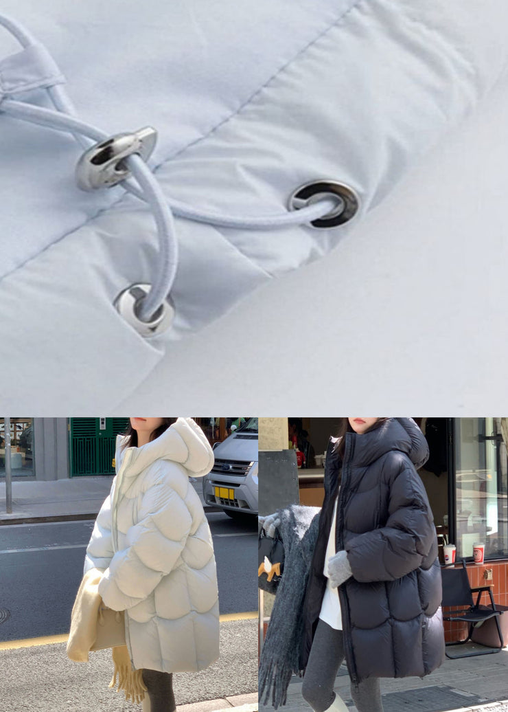 New Light Blue Hooded Zippered Pockets Duck Down Down Coats Winter