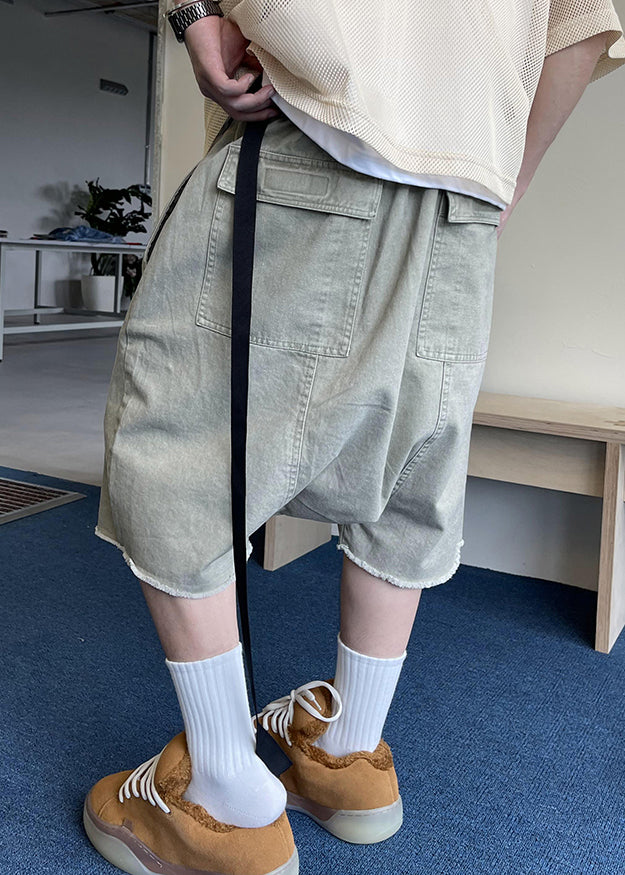 New Light Blue Pockets Elastic Waist Denim Mens Shorts Summer