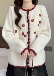 New Navy Embroidered Button Knit Cardigan Fall