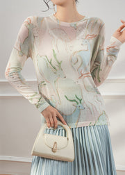 New O Neck Animal Print Thin Knit T Shirt Fall