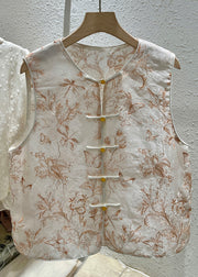 New O Neck Embroidered Button Tulle Waistcoat Sleeveless