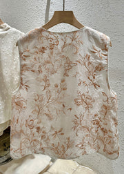 New O Neck Embroidered Button Tulle Waistcoat Sleeveless