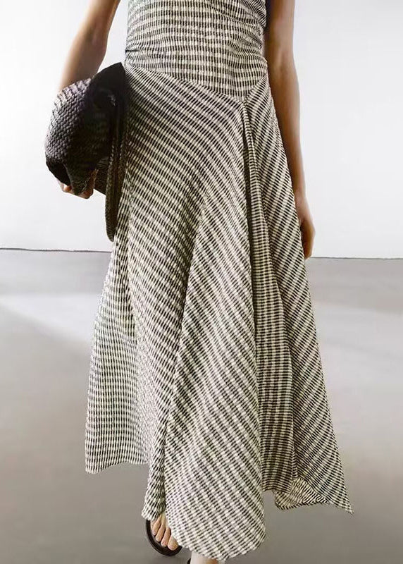 New O Neck Striped Original Design Cotton Long Dresses Sleeveless