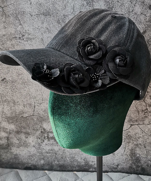 New Pink Floral Decorated Denim Baseball Cap Hat