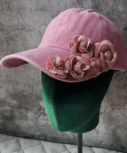 New Pink Floral Decorated Denim Baseball Cap Hat