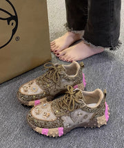 New Pink Mesh Breathable Zircon Lace Up Sports Shoes