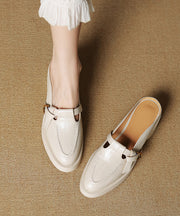 New Pink Splicing Chunky Heel Cowhide Leather Slide Sandals