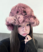 New Pink Thick Warm Woolen Bucket Hat