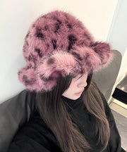 New Pink Thick Warm Woolen Bucket Hat