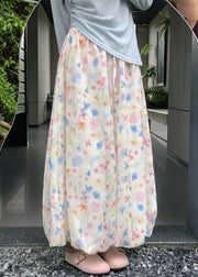 New Print Elastic Waist Cotton Wide Leg Pants Summer