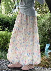 New Print Elastic Waist Cotton Wide Leg Pants Summer