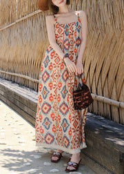 New Print Tops And Spaghetti Strap Dresses Linen Silk Two Piece Set Sleeveless