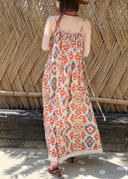 New Print Tops And Spaghetti Strap Dresses Linen Silk Two Piece Set Sleeveless