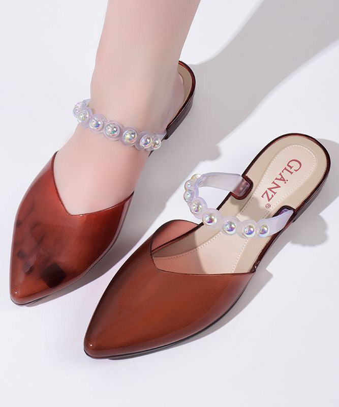 New Purple Nail Bead Splicing Slide Sandals Pointed Toe
