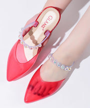 New Purple Nail Bead Splicing Slide Sandals Pointed Toe