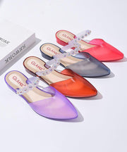 New Purple Nail Bead Splicing Slide Sandals Pointed Toe