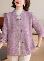 New Purple O-Neck Patchwork Knit Cardigan Fall