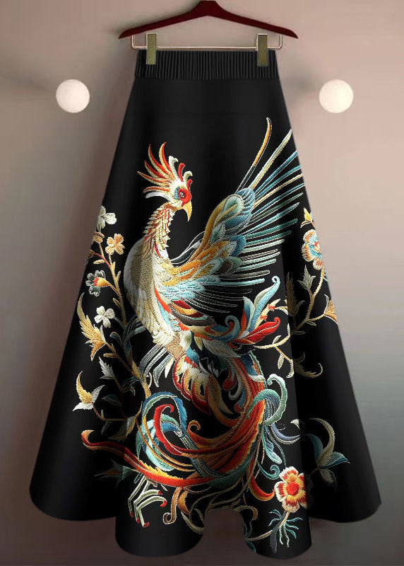 New Rainbow Phoenix Print High Waist Cotton Skirt Summer
