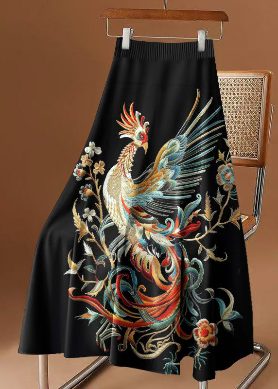 New Rainbow Phoenix Print High Waist Cotton Skirt Summer