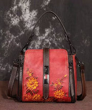 New Red Calf Leather Embossed Versatile Crossbody Bag