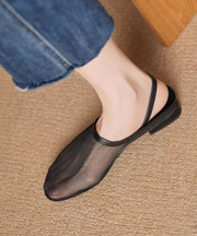 New Red Cowhide Leather Tulle Splicing Walking Sandals