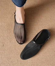 New Red Cowhide Leather Tulle Splicing Walking Sandals