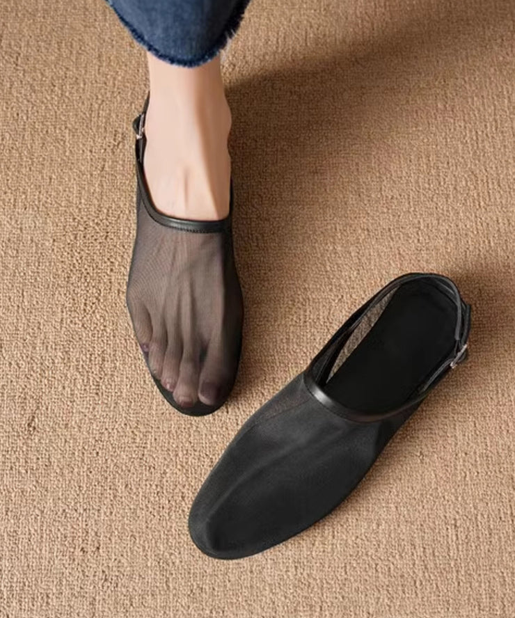 New Red Cowhide Leather Tulle Splicing Walking Sandals